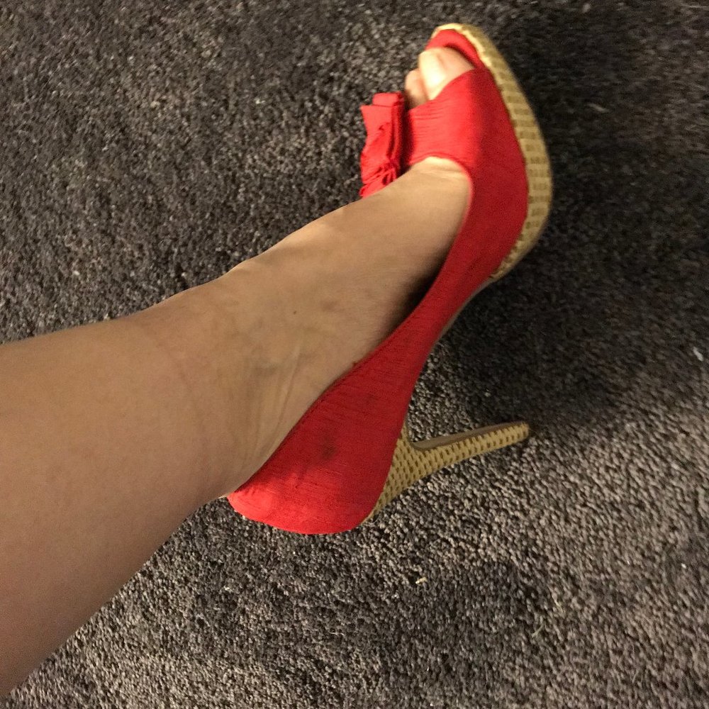 Red Peep-toe Stilettos